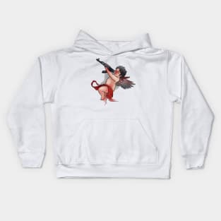 cupid with gun Kids Hoodie